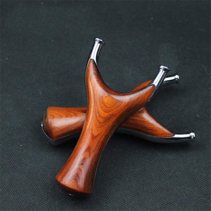 

Hunting Slingshot 440c Stainless Steel Catapult + Wood Handle Outdoor Precise Shooting with 1pc Flat Rubber Band 2019 New