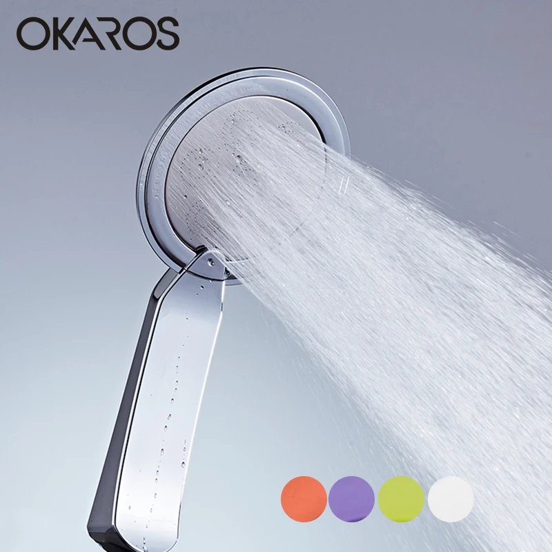 

OKAROS 30% Water Saving Shower Head 300% Pressure Boost Powerful 300 Holes ABS Chrome Plated Hand Held Bathroom Shower Head