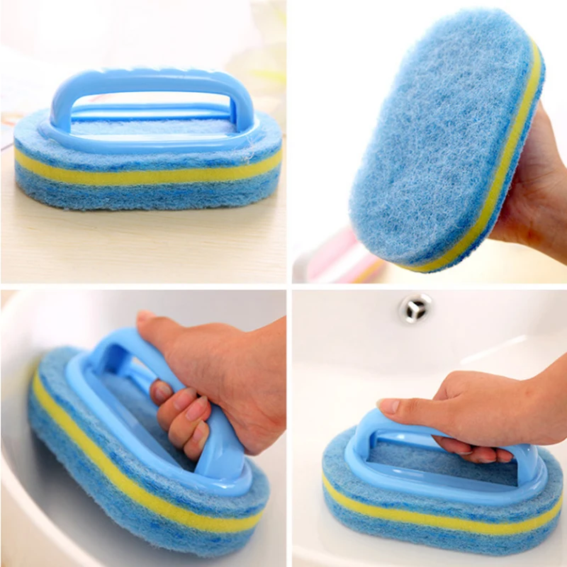 Aihogard синяя пластиковая губка для мытья кухни, ванна, керамическая плитка, стеклянная щетка для унитаза, губка, прочные инструменты для чистки стен