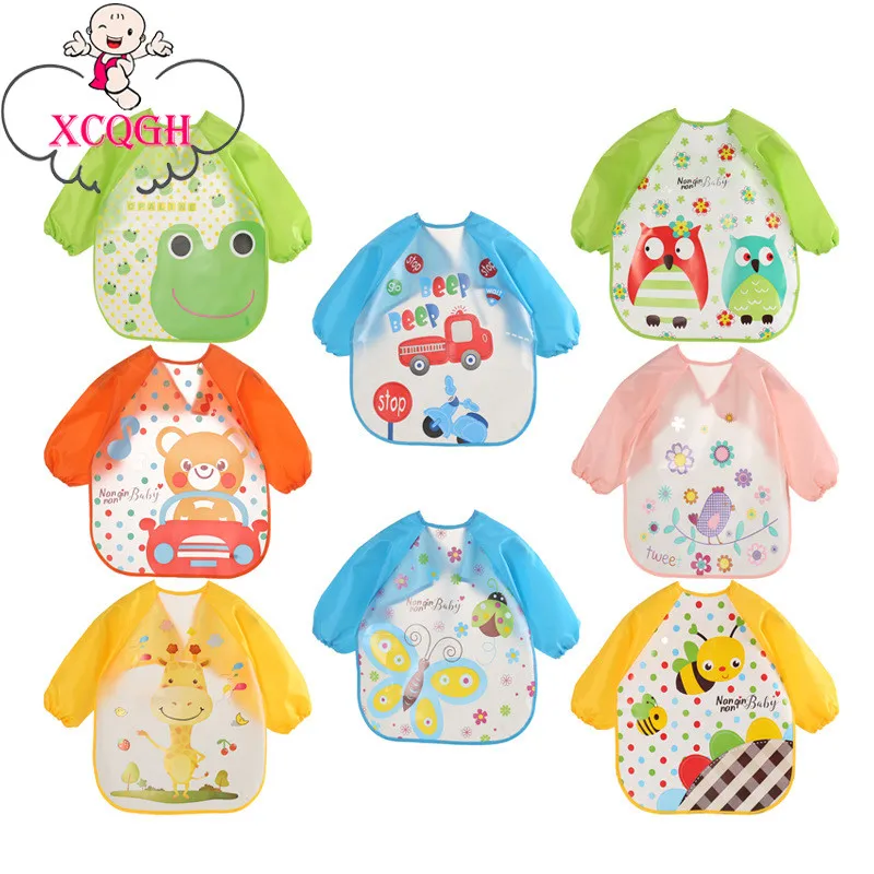

XCQGH Baby Bibs Waterproof Long Sleeve Apron Children Feeding Smock Bib Burp Clothes Soft Eat Toddler Baberos Bavoir Clothing