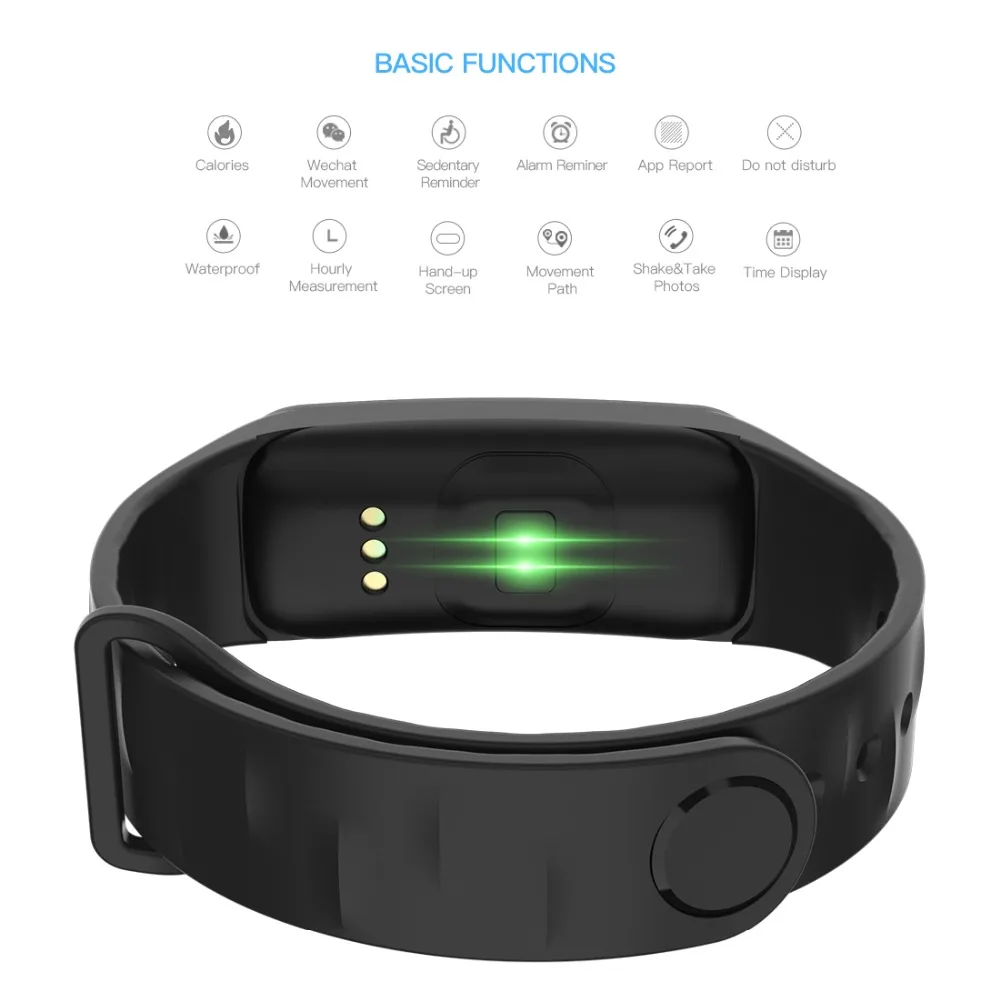 Lerbyee C1Plus Smart Band Blood Pressure Fitness Tracker Heart Rate Monitor Smart Bracelet Black Men Watch for Sport Climbing