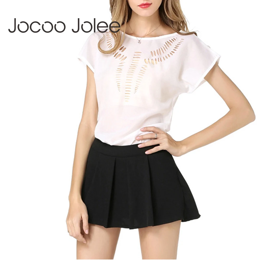 Повседневные женские топы Jocoo Jolee с круглым вырезом ажурная футболка для офиса