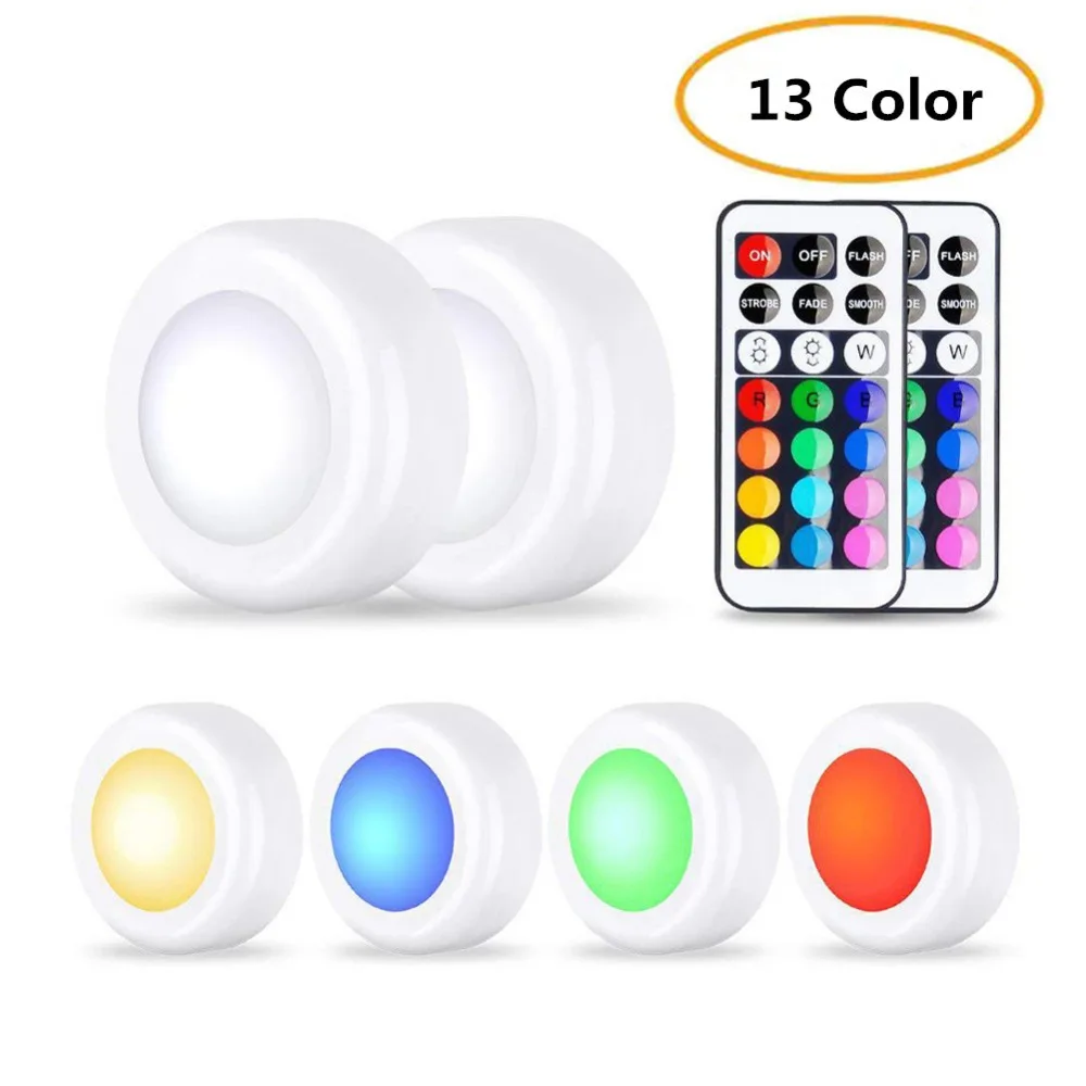

13 Color RGB LED Night Light Wireless Remote Controller Battery Powered Touch Sensor Under Cabinet Lights For Kitchen Wall Lamp