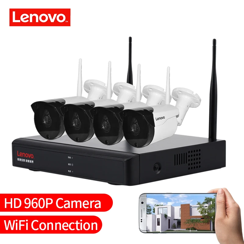 LENOVO 4CH массив HD wifi беспроводная камера безопасности Система DVR комплект 960P CCTV