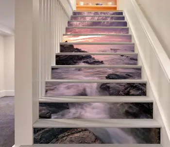 

Free shipping 3D COAST SUNSET Decoration Photo Mural Vinyl Decal Poster Waterproof for Living Room Home Decor 13Pcs/set
