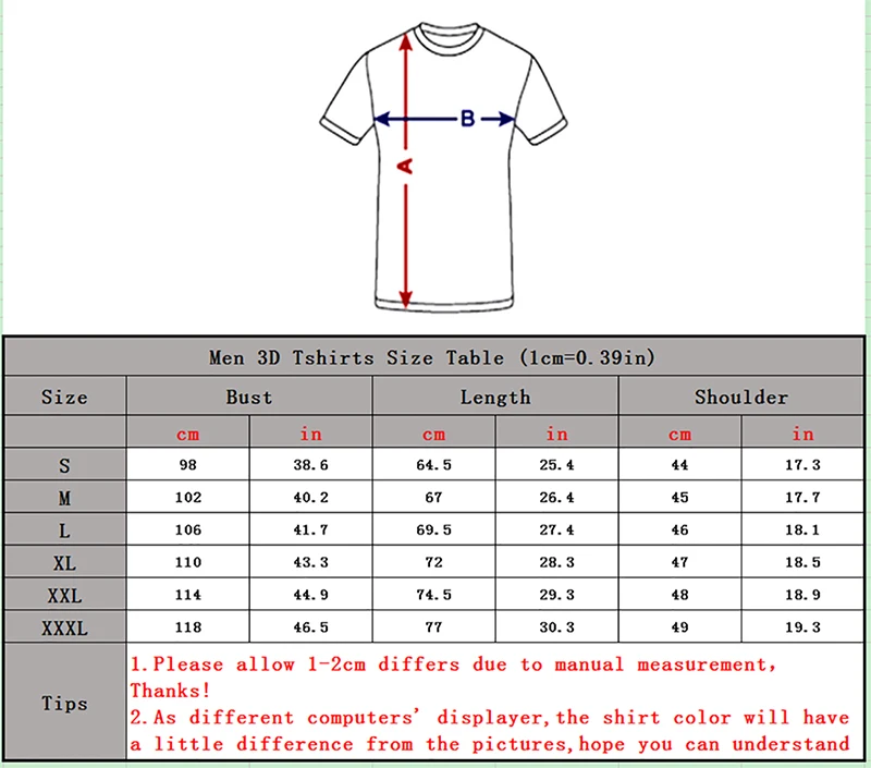 men 3d size