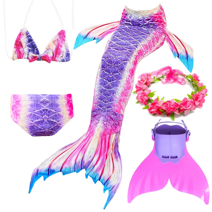 

Kids Children Mermaid Tails for Swimming Mermaid tail with Monofin Cosplay Girls Costumes Swimmable Swimsuit with Bikini Fins