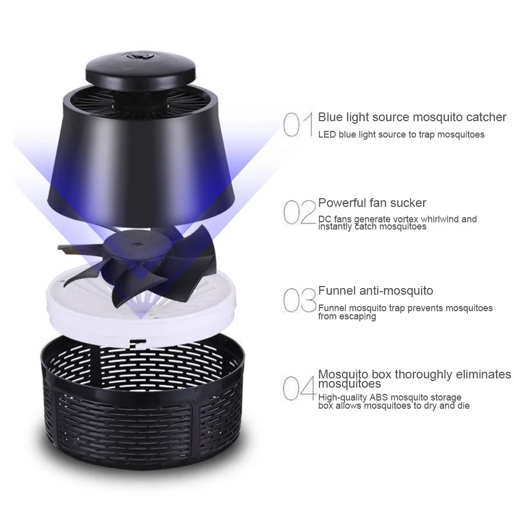 

LED Electric Mosquito Killer Lamp Rechargeable Ultraviolet Pest Catcher Trap Zapper for Home Garden HYD88