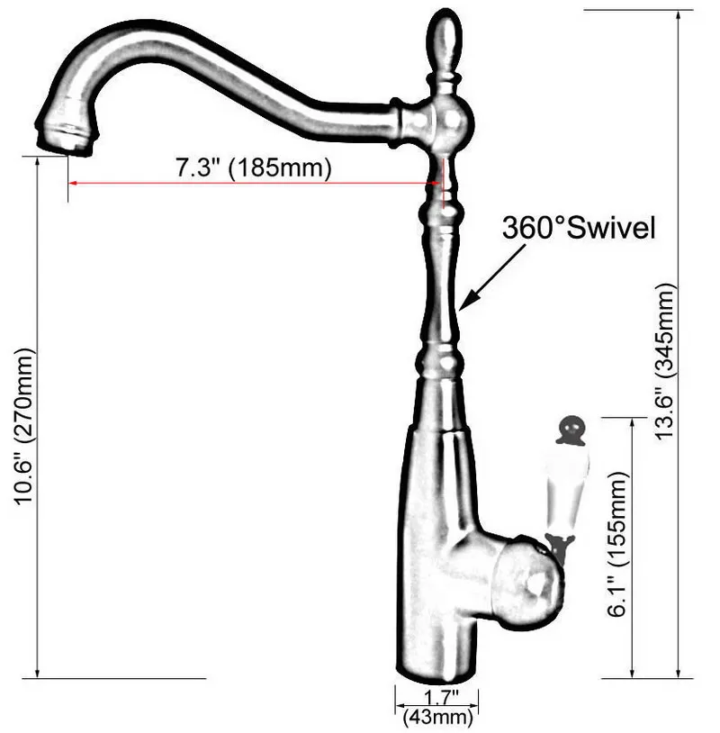 Antique Red Copper Brass Single Ceramic Handle Bathroom Kitchen Basin Sink Faucet Mixer Tap Swivel Spout Deck Mounted mnf634