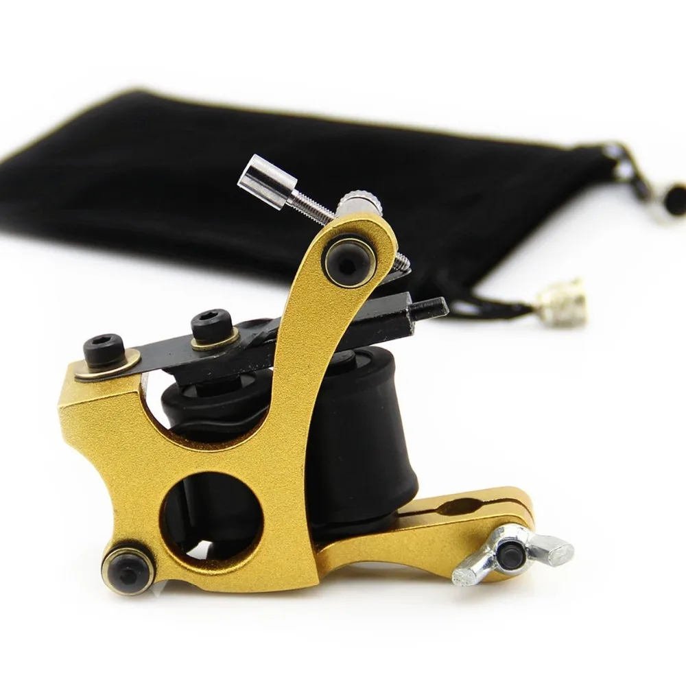 Coil Tattoo Machine 10 Wrap Coils Tattoo Gun Aluminium Alloy Frame for