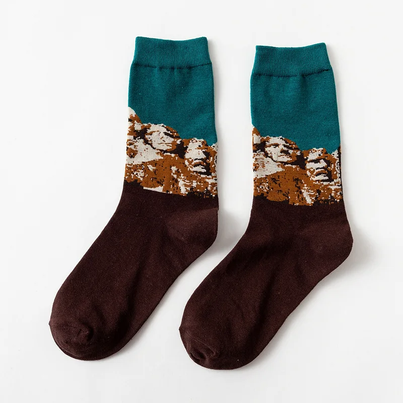 Мужские новые модные носки в европейском стиле хлопковые цветные носки в стиле ретро с рисунком граффити забавные повседневные винтажные носки знаменитостей в деловом стиле - Цвет: 8