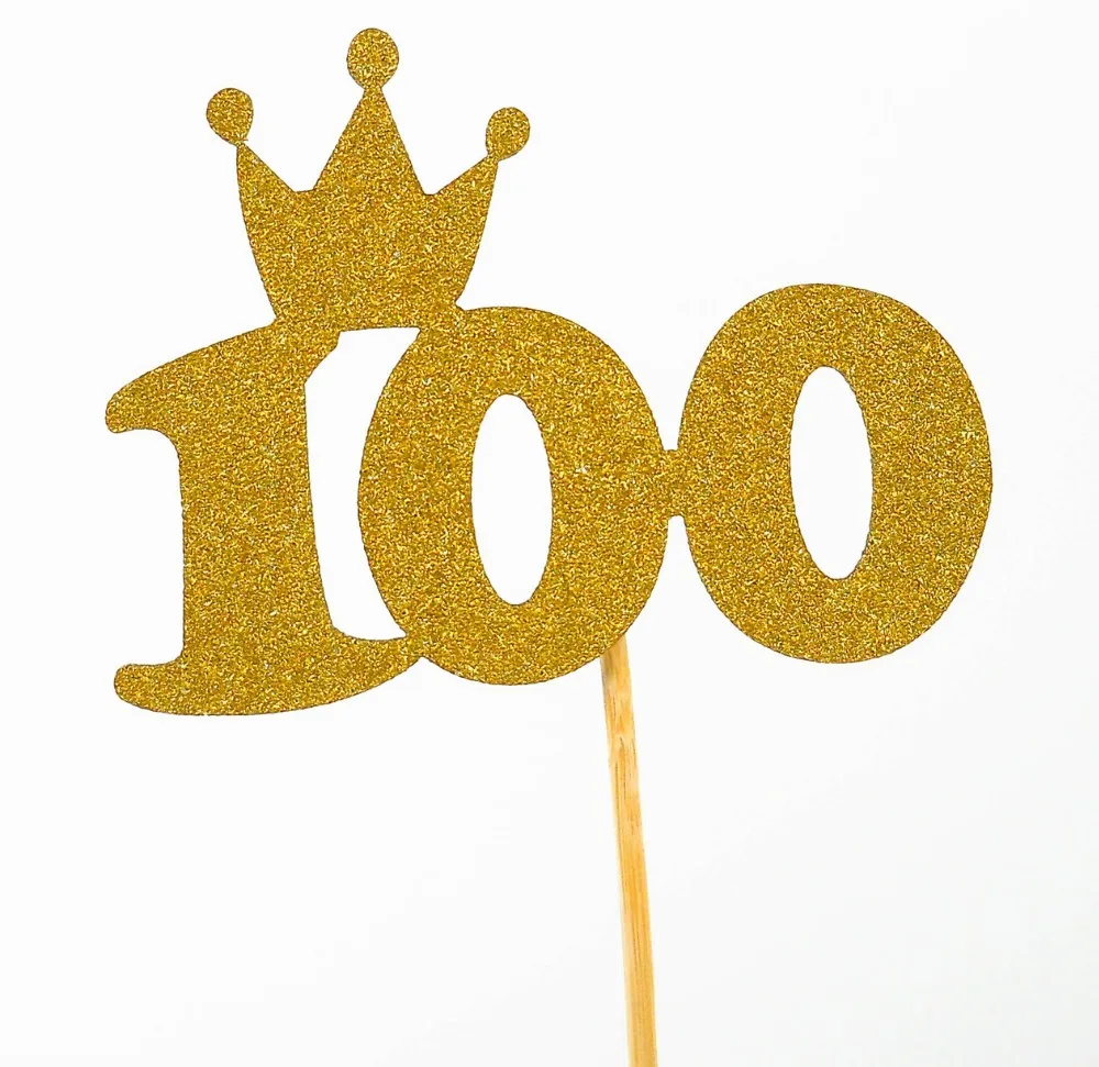 

1pc Princess 100 days Cake Flags Gold Silver Cupcake Cake Topper For Family Birthday Party Baking Decoration Supplies