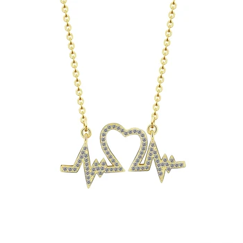 

10PCS Wholesale Stethoscope Heartbeat Necklace ECG Charm Heart Wave Pendant Woman Fashion Jewelry Kolye Collier