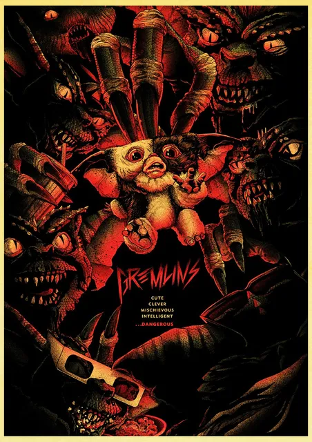 映画フィルムグレムリンヴィンテージポスター映画レトロ高品質タブロー壁画リビングルームの家の装飾コーヒーバー Painting Calligraphy Aliexpress