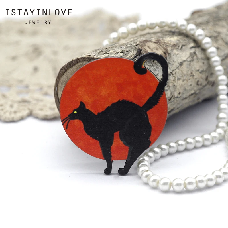 

Handmade Jewelry Making Supplies Beads Cut Wooden Charm Blood Black Cat Halloween For DIY Necklace Earring Brooch CW101-E 2