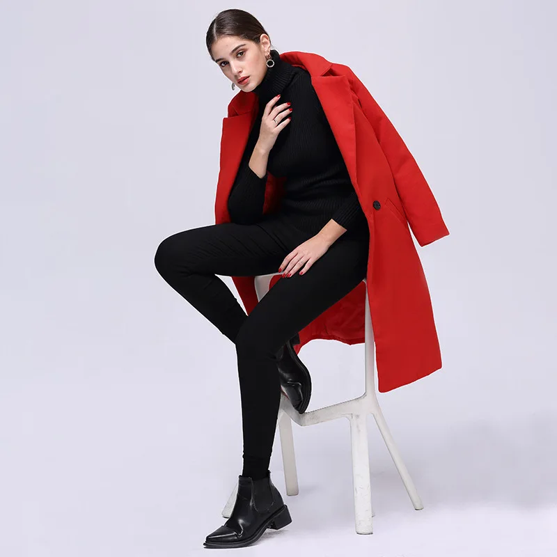 Pardessus Modèle Laine Fonds Black culture Solide Rallongent Jr961 Couleur Manteau De Nouveau gules Auto 2018 Tempérament Automne Lâche CxqwY0EB