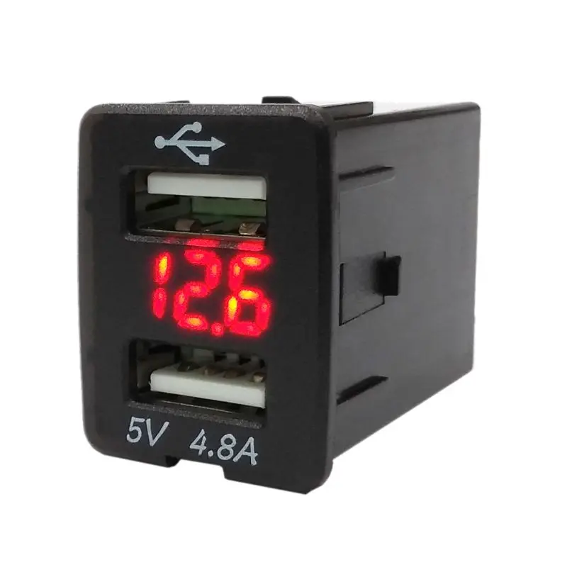 12 V المزدوج USB شاحن سيارة LED الفولتميتر 4.8A الطاقة محول لنيسان هاتف ذكي