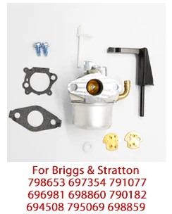 Kelkongcarburetor ДЛЯ Briggs& Stratton 799868 498254 497347 497314 498170 Carb Замена с прокладкой