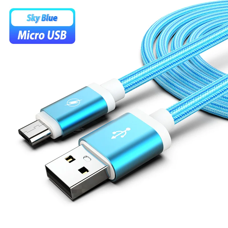 3 2 м/метр Micro USB кабель Micro-Usb кабель 1,5 м провод для samsung Galaxy J7 J6 Plus Xiaomi Redmi 8 7 8A 7A Tecno Phantom 9 - Цвет: blue