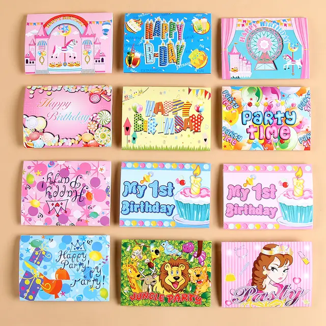 online shop 6pcs paper birthday invitation card children cartoon online birthday cards for kids