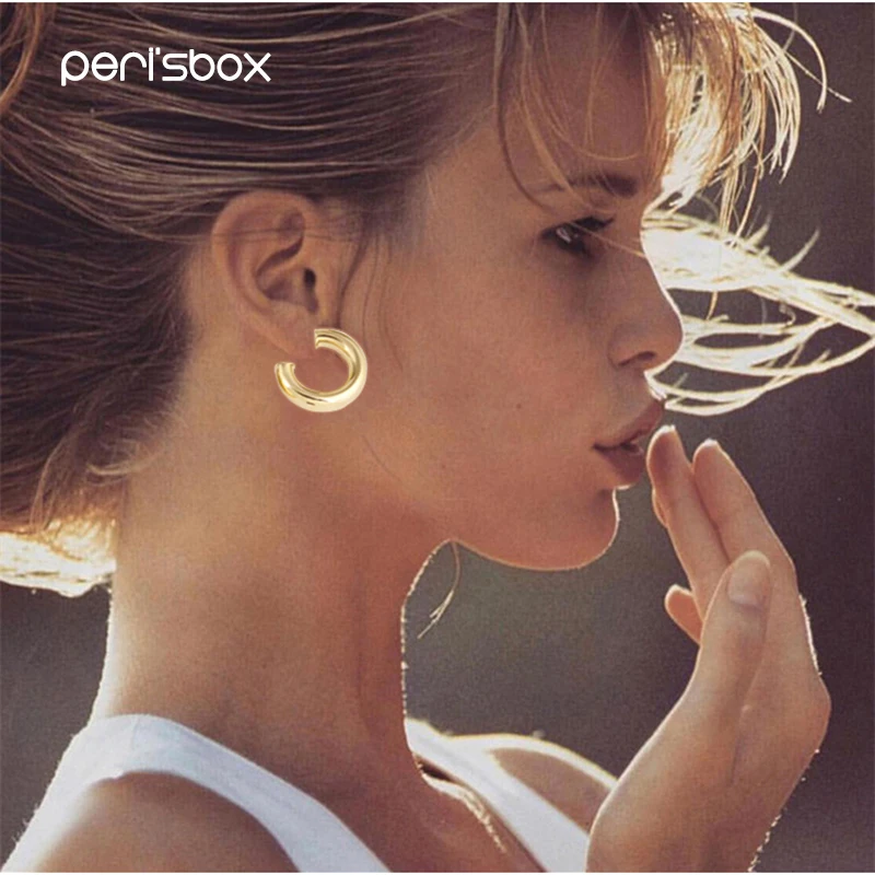 Женские серьги-кольца Peri'sBox 30 ММ золотого и серебряного цвета | Украшения