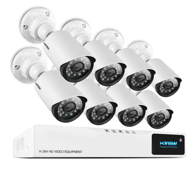 Prix H. View 8CH système de vidéosurveillance 720P HDMI AHD 8CH CCTV DVR 8 pièces 1.0 MP IR caméra de sécurité 1200 TVL système de Surveillance de caméra de vidéosurveillance