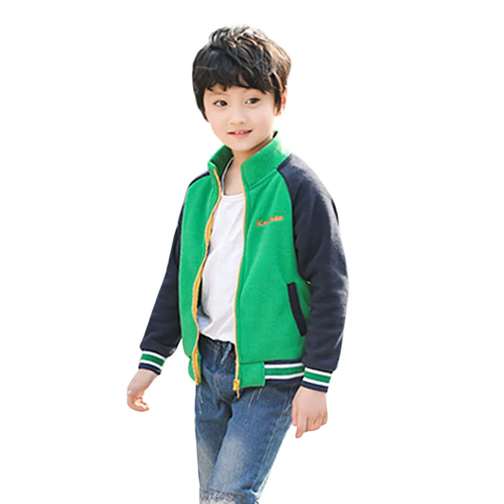 

2019 New Fashion Autumn Winter Toddler Kids Baby Boys Fleece Splice Jackets Baseball Coat Outwear Clothing #T