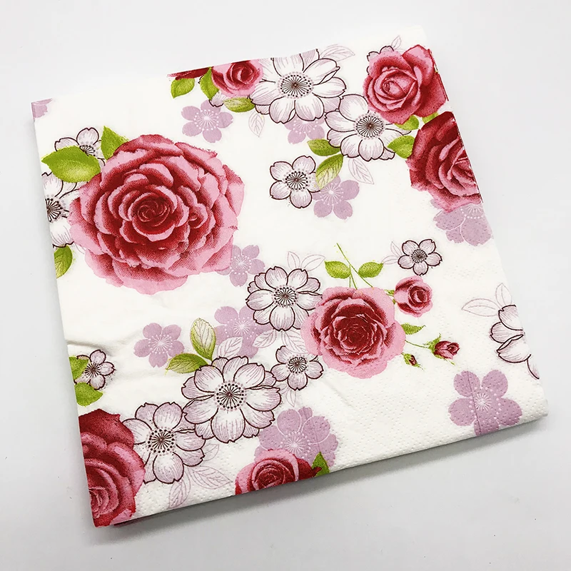 20pcs/lot Rose Flower napkins birthday party decorations Rose theme