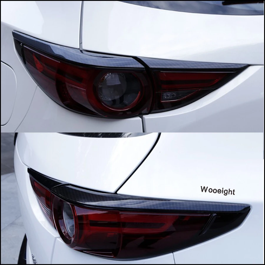 4Pcs Carbon Fiber Rear Tail Light Lamp Cover Trim Strip Taillight Molding Garnish Frame Eyelid For Mazda CX5 CX-5 2017 2018 (2)