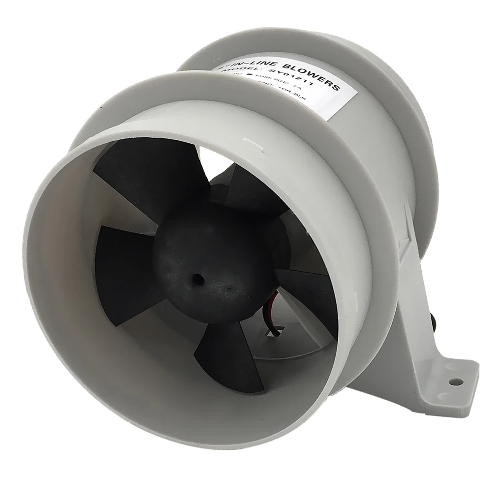 12V 40A ABS Quiet Blower Water Resistant 4 inch Diameter High Air Flow In-Line Blower Marine Bilge Boat Blower Motor
