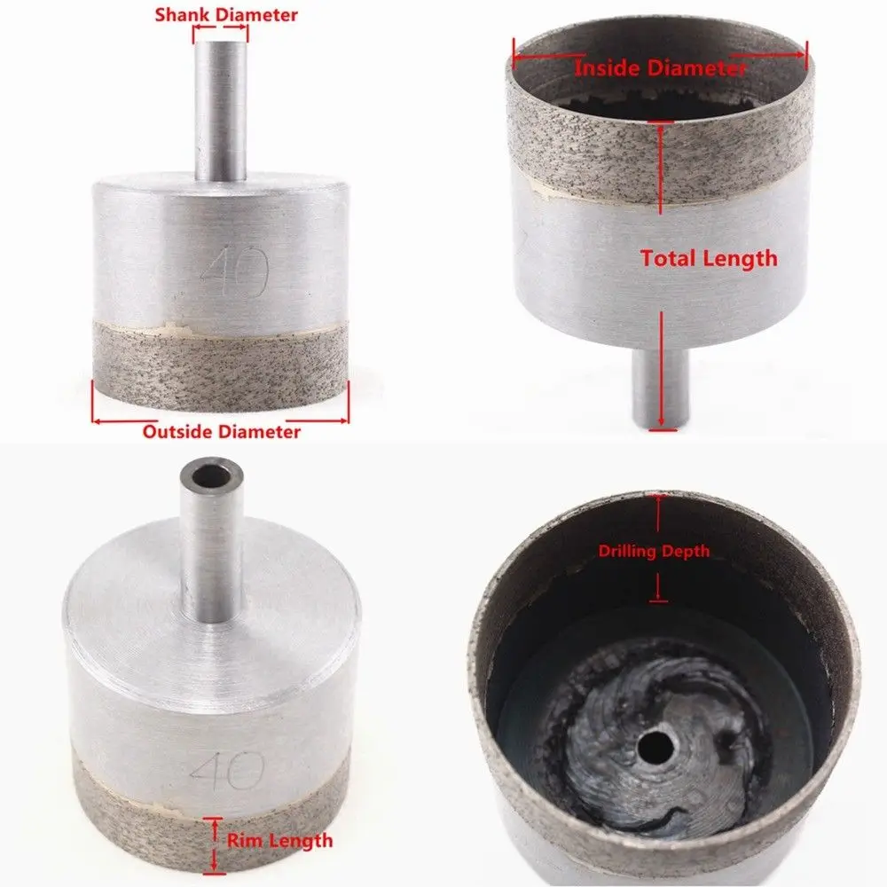 8mm Shank 20 50 mm Diamond Sintering Core Bit Glass Cutting Hole Saw