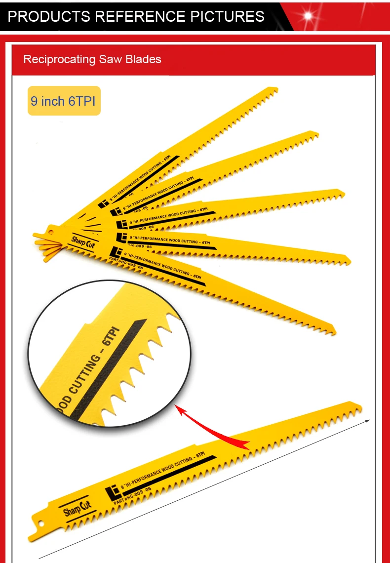 9 дюймов сабельные пилы 6TPI Быстрая резка дерево пластик Sabre пилы лезвия для сабельной Jigsaw Blade сталь пилы US $ 30%