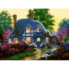 Diy картина по номерам пасторальный пейзаж дом Безрамные Картины цифровая картина маслом на холсте рождественские украшения, подарки
