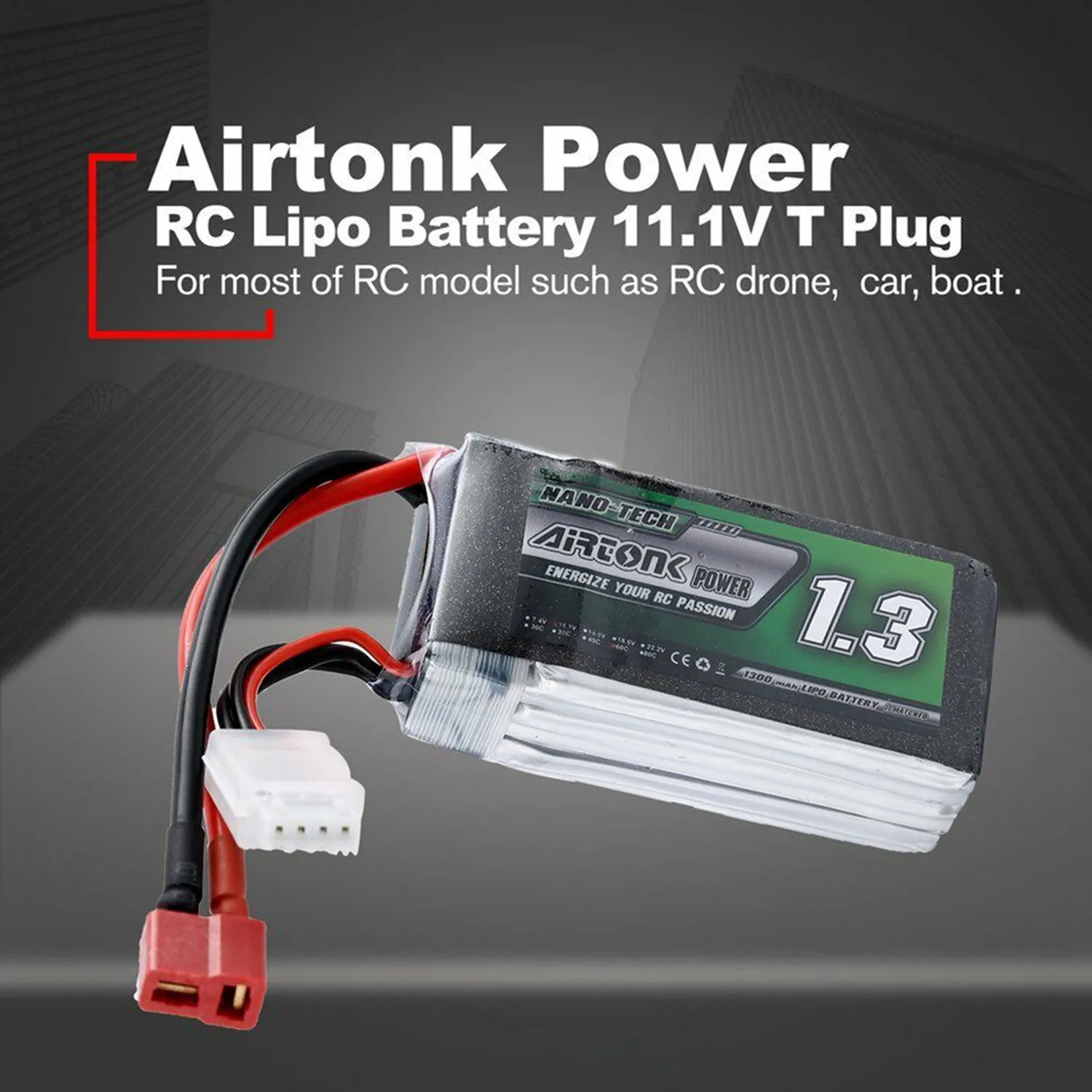 Airtonk power 11,1 V 1300Mah 30C 3S 1P Lipo батарея T Разъем для Rc Дрон автомобиля