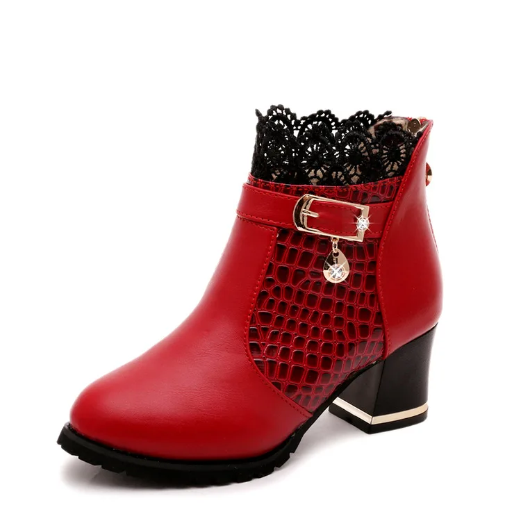 Chelsea Vintage Kappe Med Mode Nähen Stiefeletten Größe Ferse Pu Zip Casual Platz Stiefel rot Big Kristall Leopard Schuhe Frauen Runde Schwarzes vxpzXqdq