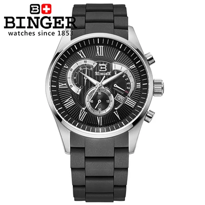 Швейцарские мужские часы люксовый бренд наручные часы Бингер кварцевые часы силиконовый ремешок хронограф часы Diver glowwatch BG-0407-6 - Цвет: Item 5