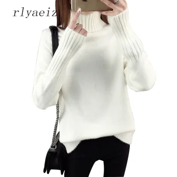 

RLYAEIZ 11 Colors 2017 Autumn Winter Sweater Women Casual Turtleneck Pure Color Long Sleeve Warm Pullover Lady Knitted Sweaters
