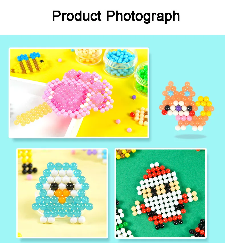 1 компл. волшебные бусины DIY паззлы для детей красочный водяной туман perler бусины 3d головоломка 1000 шт. pieducational монтессори игрушка