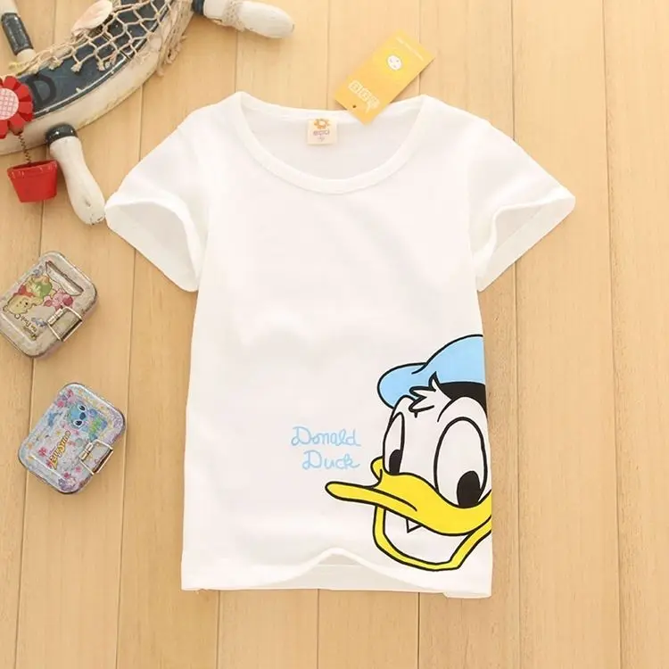 Лидер продаж года, высокое качество, летние детские футболки для маленьких мальчиков, хлопковая футболка с короткими рукавами и изображением утки детская одежда для мальчиков и девочек, От 1 до 8 лет - Цвет: Duck