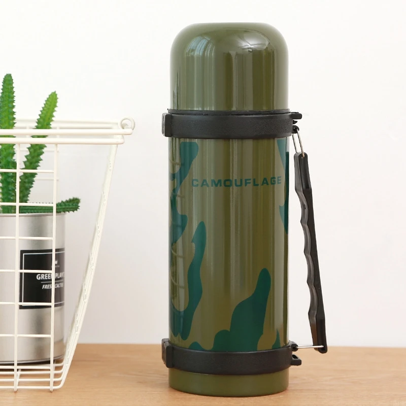 Stainless Steel insulated Thermos Bottle 1200ml Army Green Thermo cup