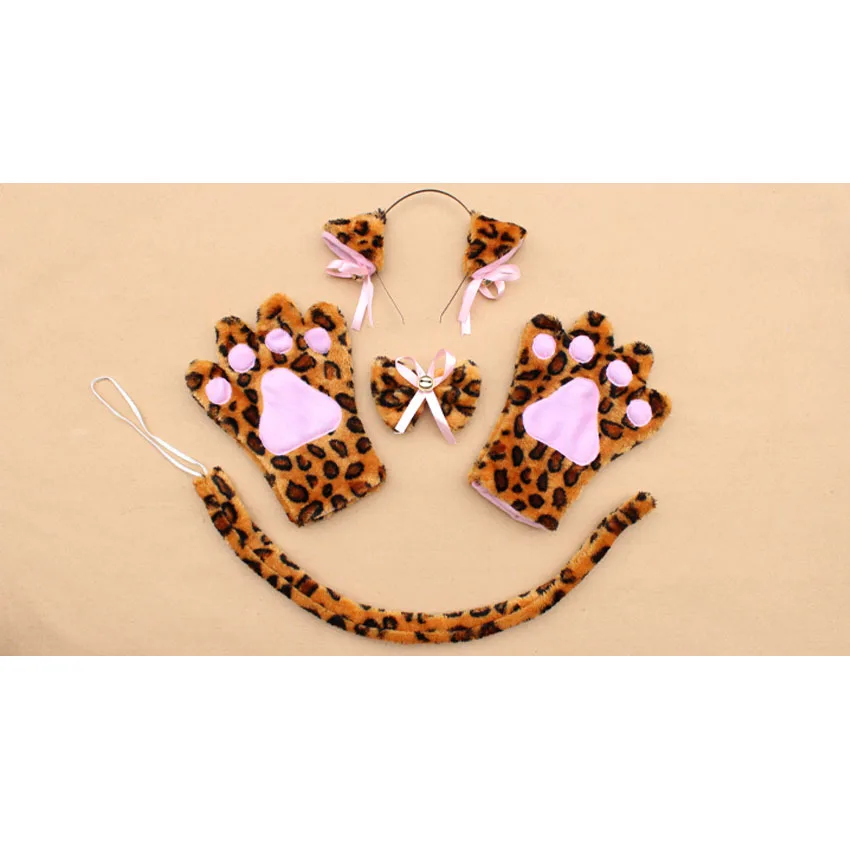 Аниме аксессуары к костюму для Косплей Hairwear Fancy Cat Neko Hairband с комплект с ушами горничной лолиты плюшевая перчатка лапы уши хвост