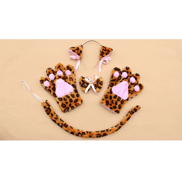 Anime Cosplay Cat Neko Hairbands With Ears, Paws And Tail 3