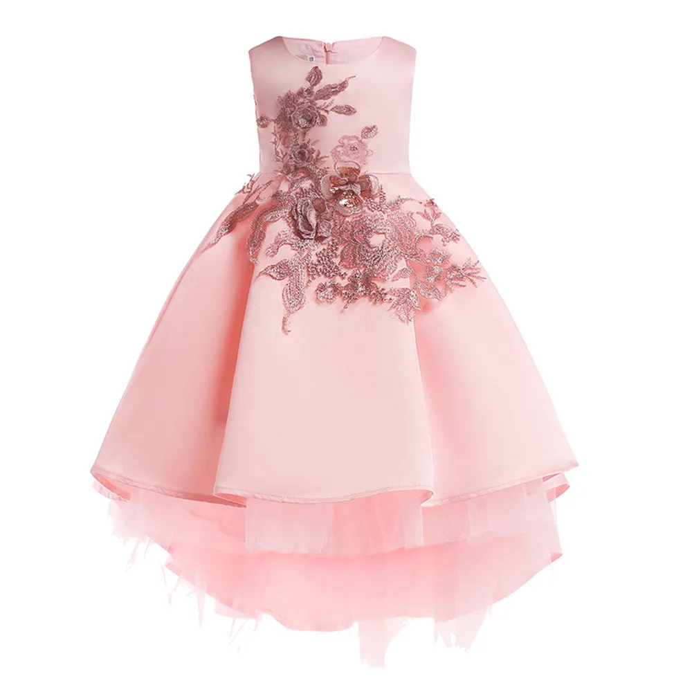 

LONSANT Girl Dress baby Floral applique layers gauze Dress sleeveless Princess Party Wedding Dress Girl bowknot Pageant Gown