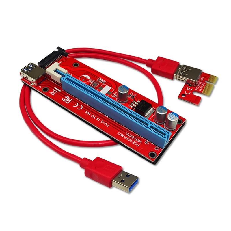 60 см pci-e PCI E Экспресс 1X к 16X riser card + usb 3.0 удлинитель кабеля с SATA питания для Bitcoin Litecoin