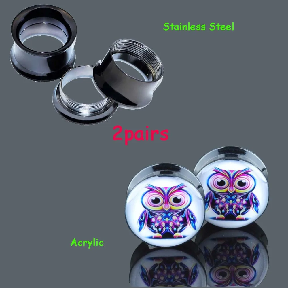 2 Pairs Fashion Ear Plugs Stretchers 6 16mm Screw Ear Gauges 00g Plug