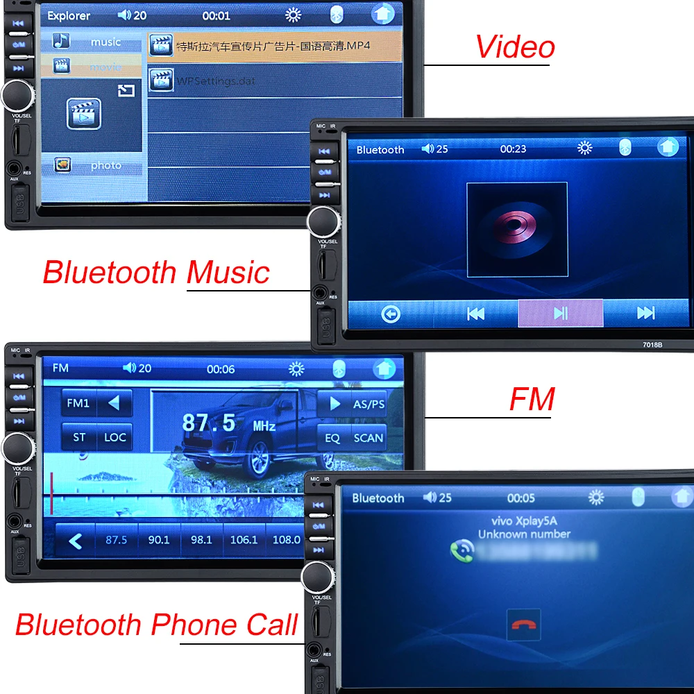 Hipppcron Автомагнитола HD " сенсорный экран стерео 2 Din Bluetooth FM ISO мощность SD USB Aux вход Mp5 плеер нет или с камерой
