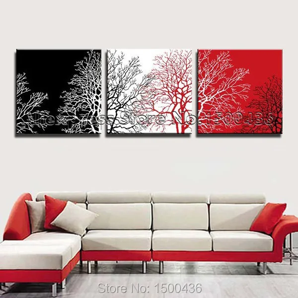 black white red canvas art