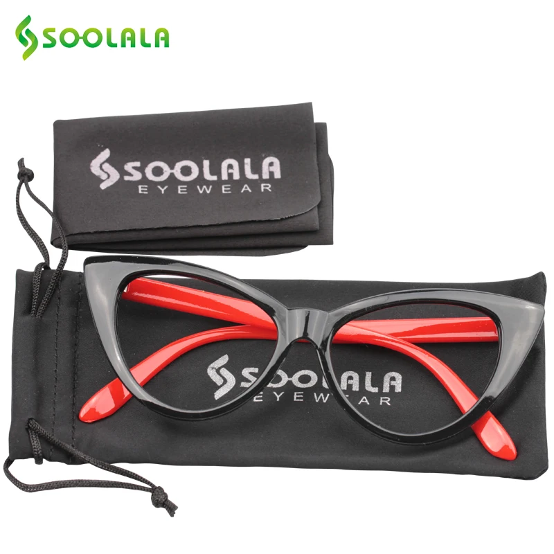 SOOLALA дешевые очки для чтения «кошачий глаз» женские очки с полной оправой+ 0,5 0,75 1,25 2,25 2,75 до 5,0 с бесплатной тканевой сумкой для очков