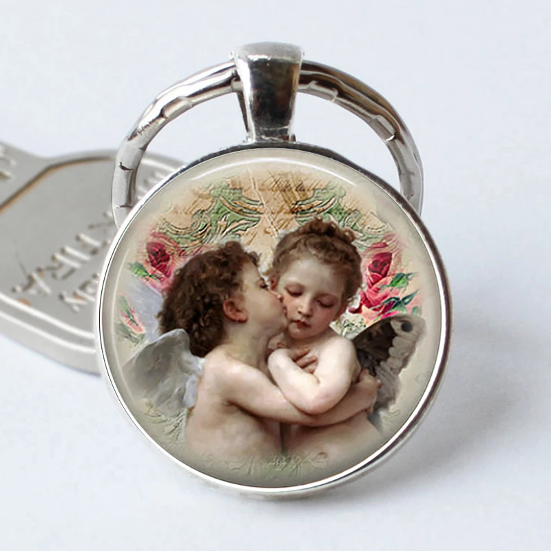 Брелок ангелы Cherub Крылья Ангела от Bouguereau первый поцелуй романтическое искусство