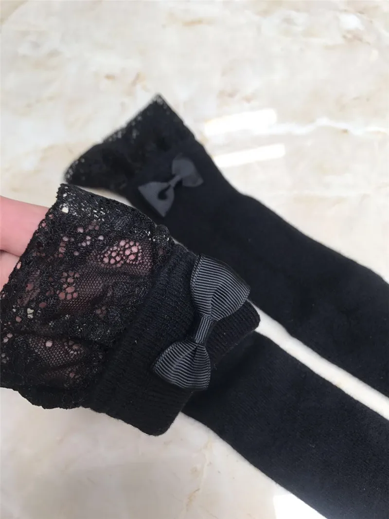 Женские сексуальные черные кружевные рукава, вязаные гетры для весны, бантик, манжета для рук, длина до локтя, нарукавники